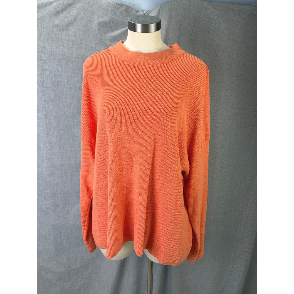 FP‎ Beach Orange Slouchy Knit Mock Neck Sweater Oversized Pullover Size M